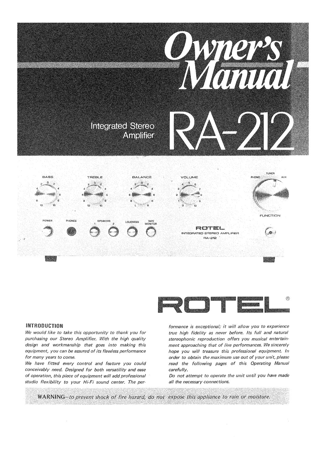 Rotel RA-212 manual 