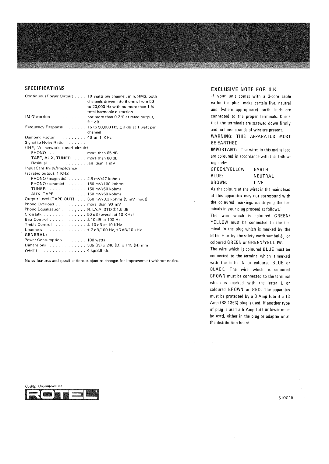 Rotel RA-212 manual 