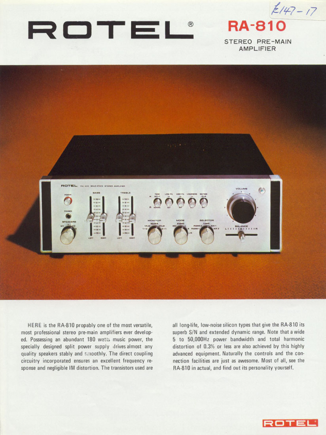 Rotel RA-810 manual 