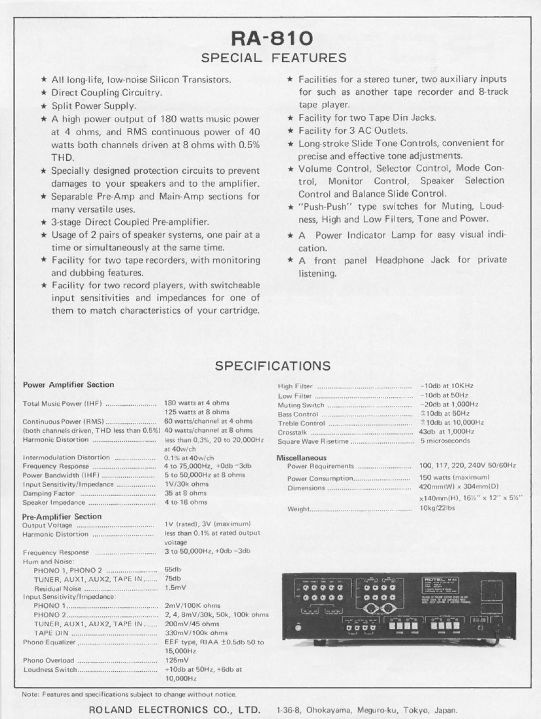 Rotel RA-810 manual 