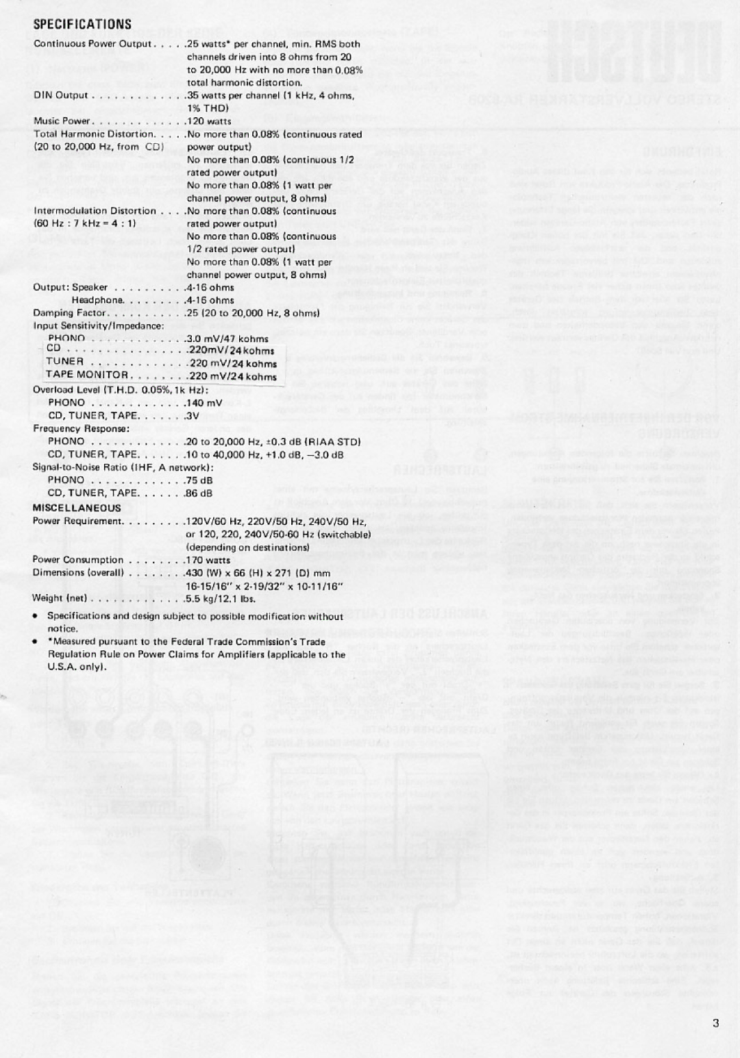 Rotel RA-820BX manual 