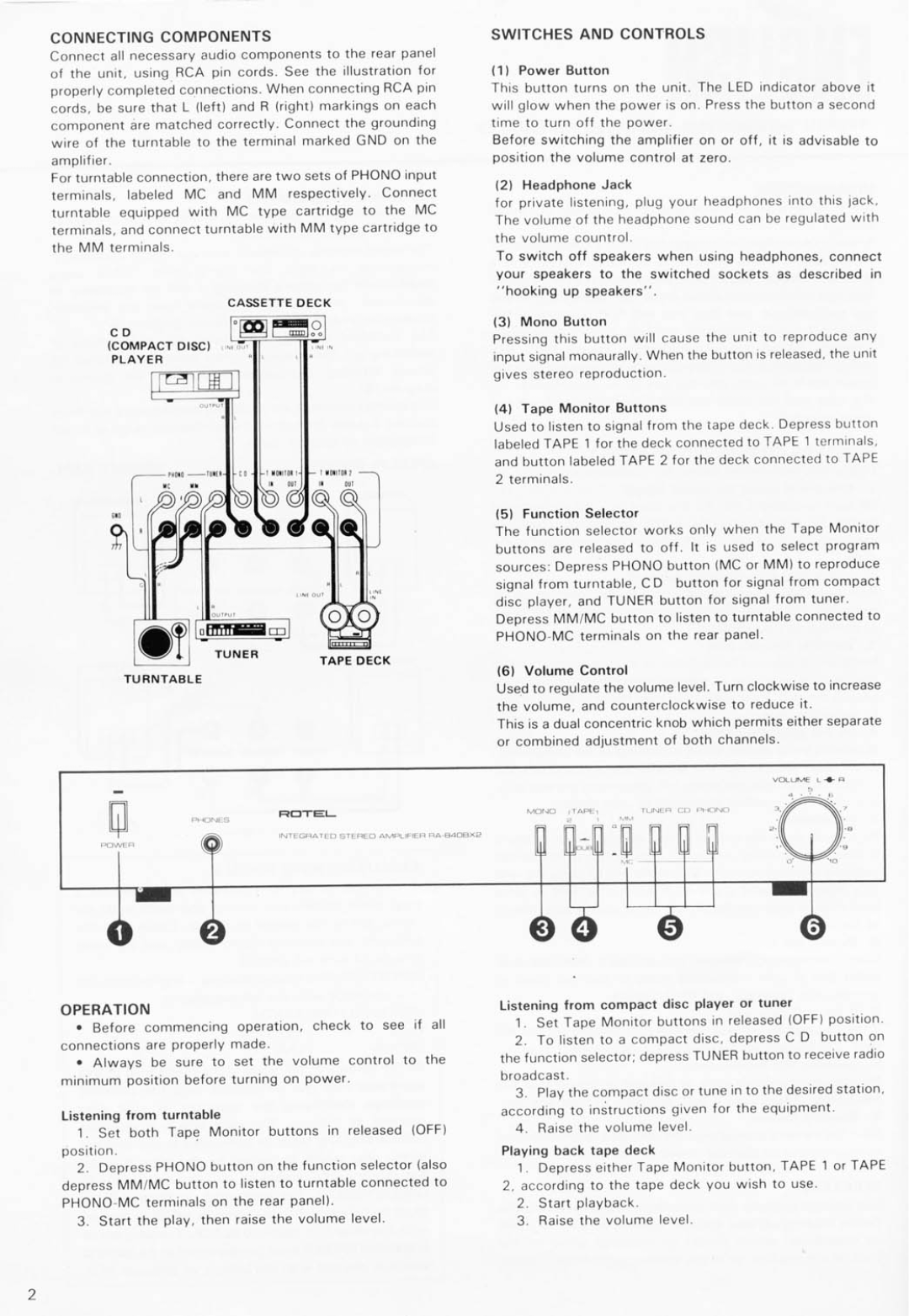 Rotel RA-84OBX2 manual 