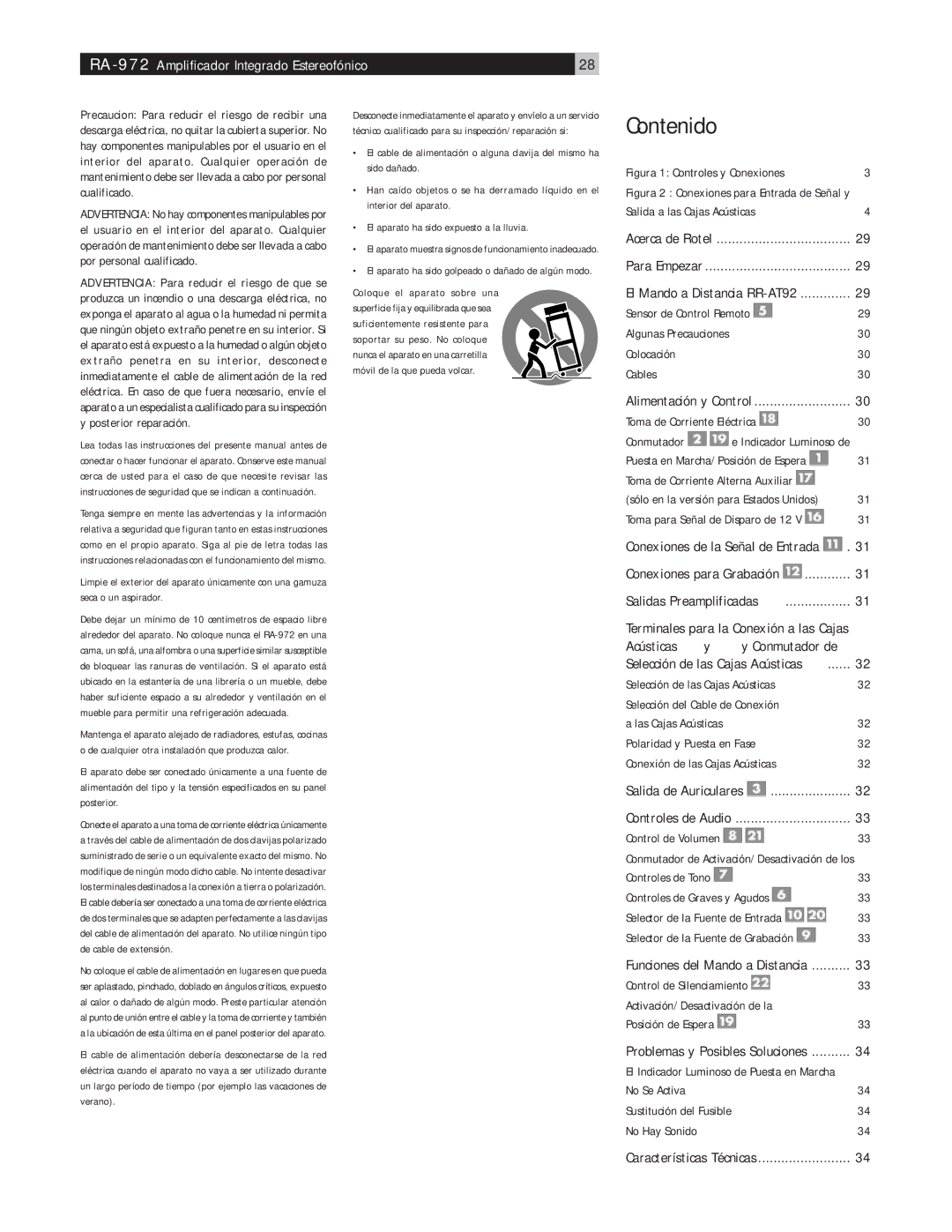 Rotel RA-972 owner manual Contenido 