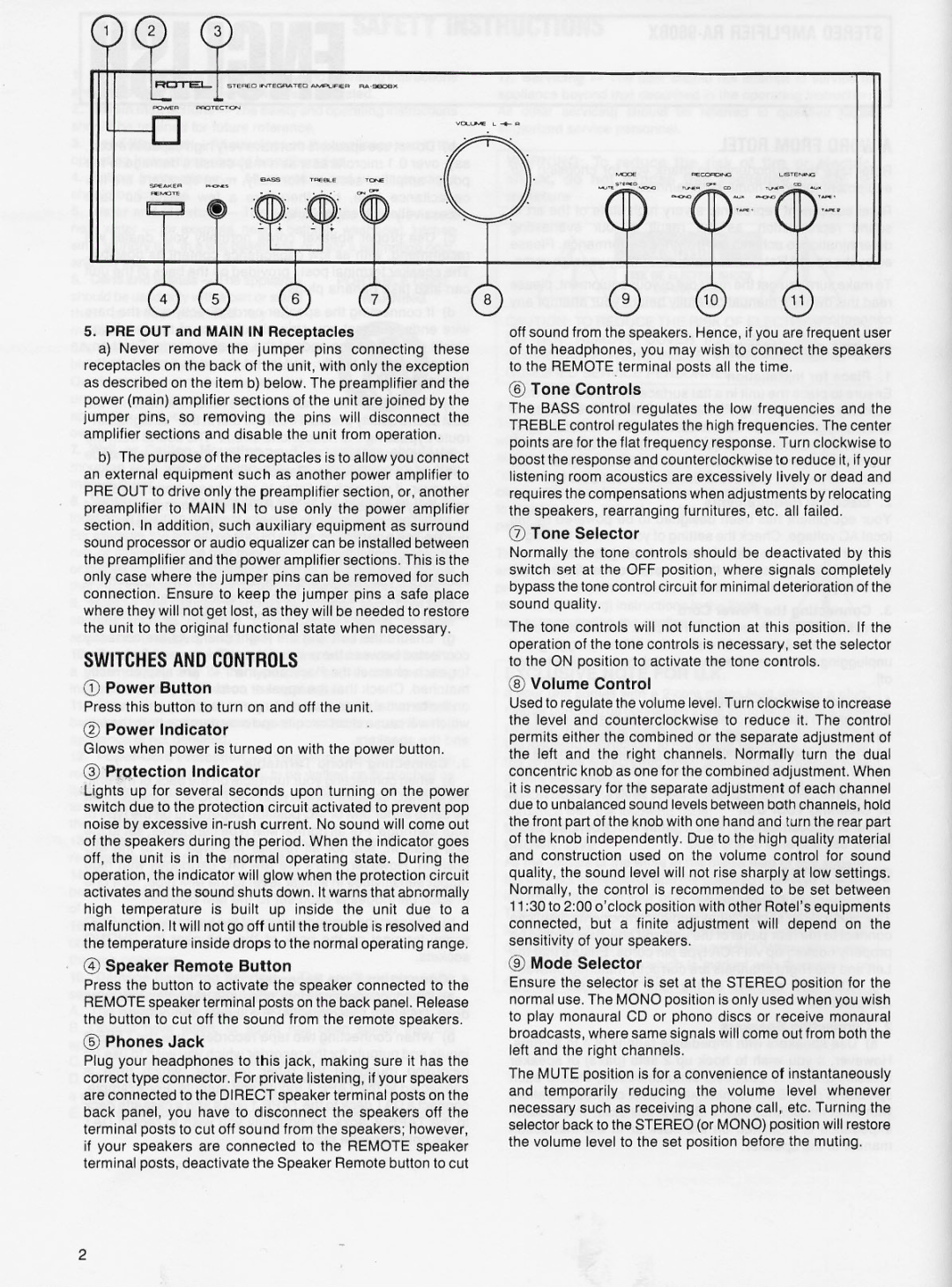 Rotel RA-980BX manual 