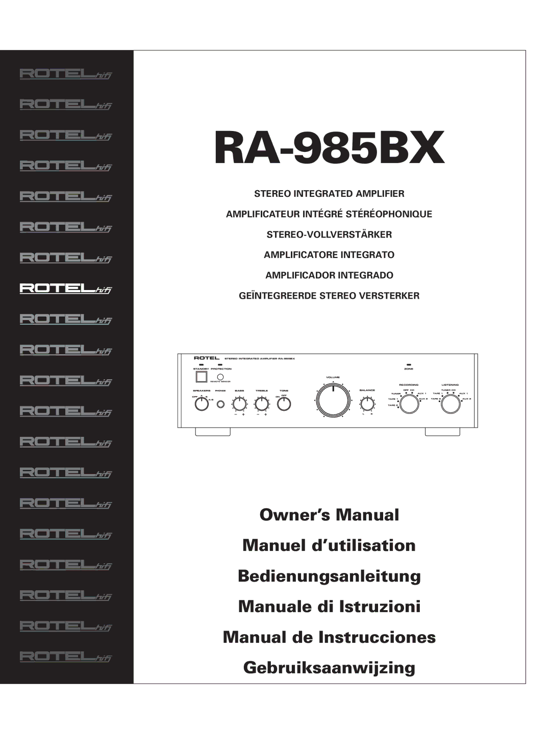 Rotel RA-985BX owner manual 