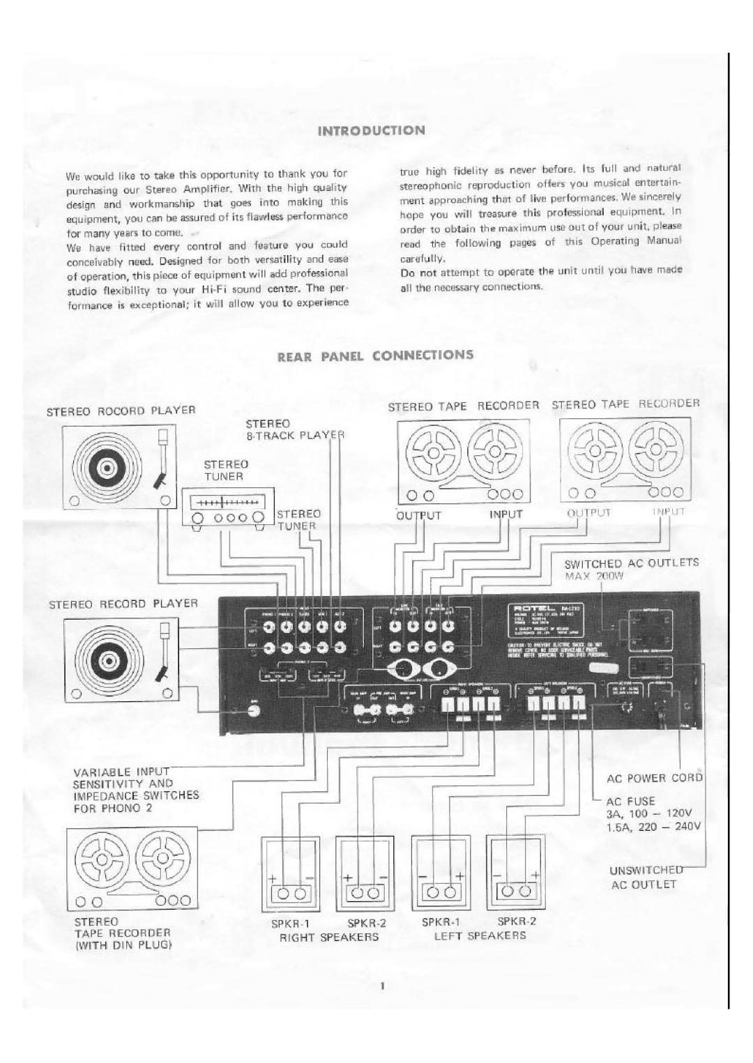 Rotel RA1210 manual 