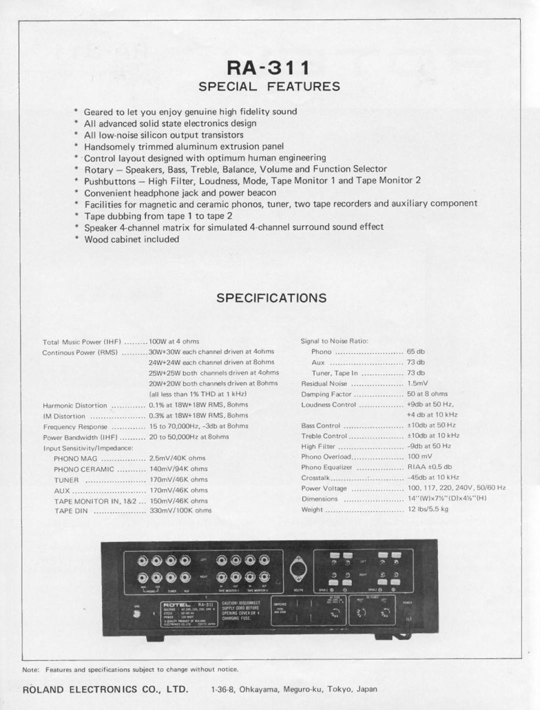 Rotel RA311 manual 