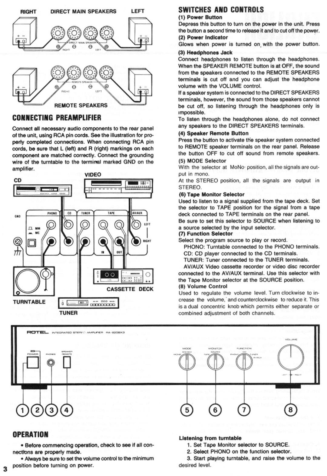 Rotel RA820BX3 manual 