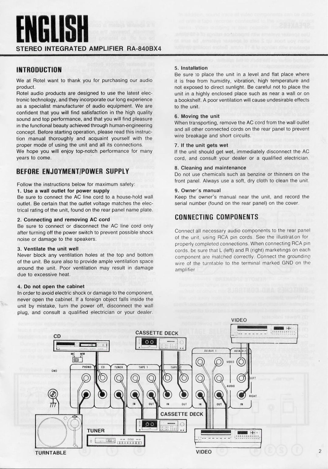 Rotel RA840BX4 manual 