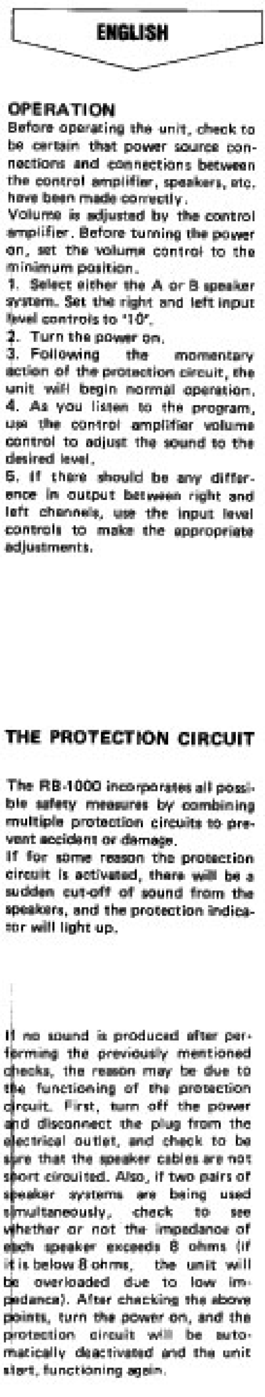 Rotel RB-1000 manual 