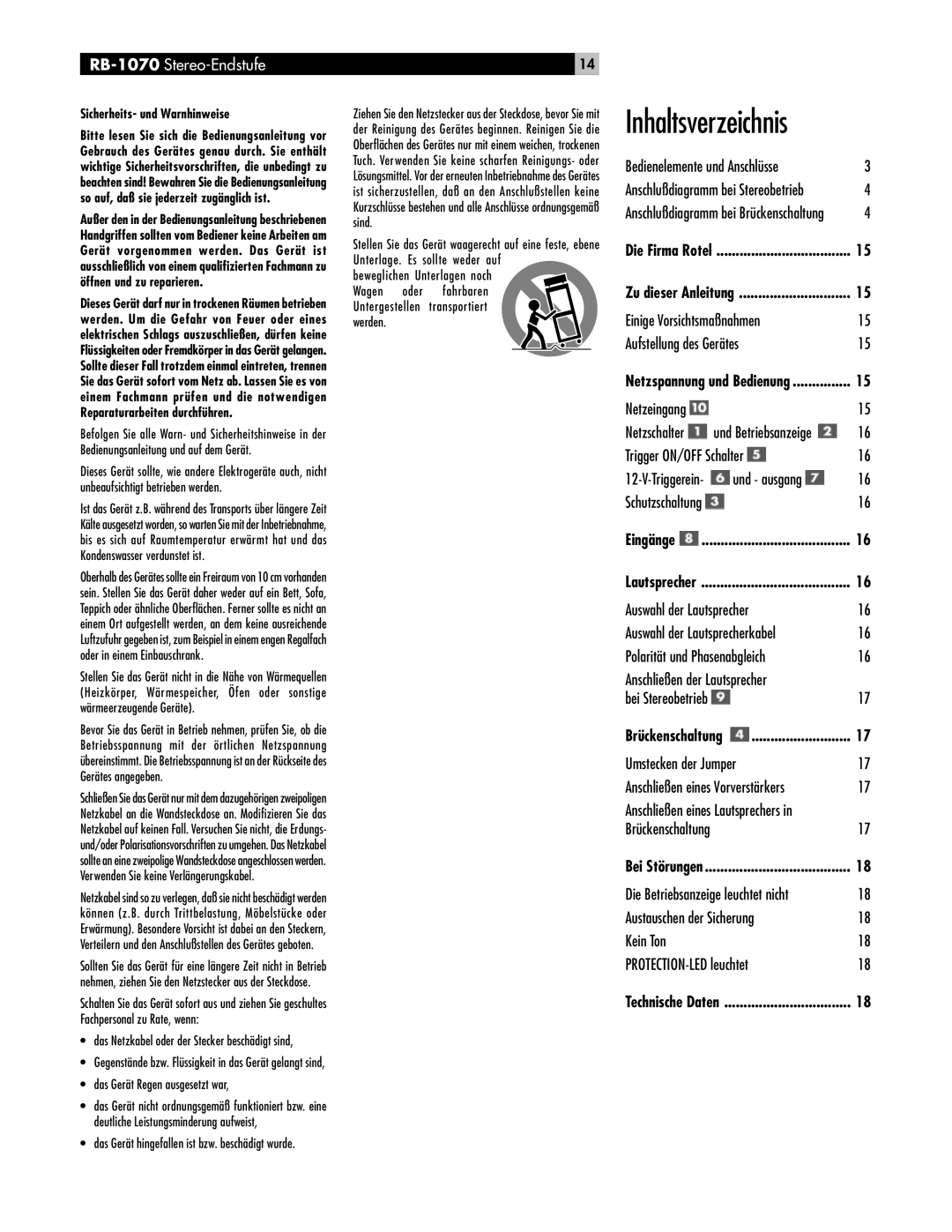 Rotel RB-1070 Bedienelemente und Anschlüsse, Einige Vorsichtsmaßnahmen Aufstellung des Gerätes, Netzeingang Netzschalter 