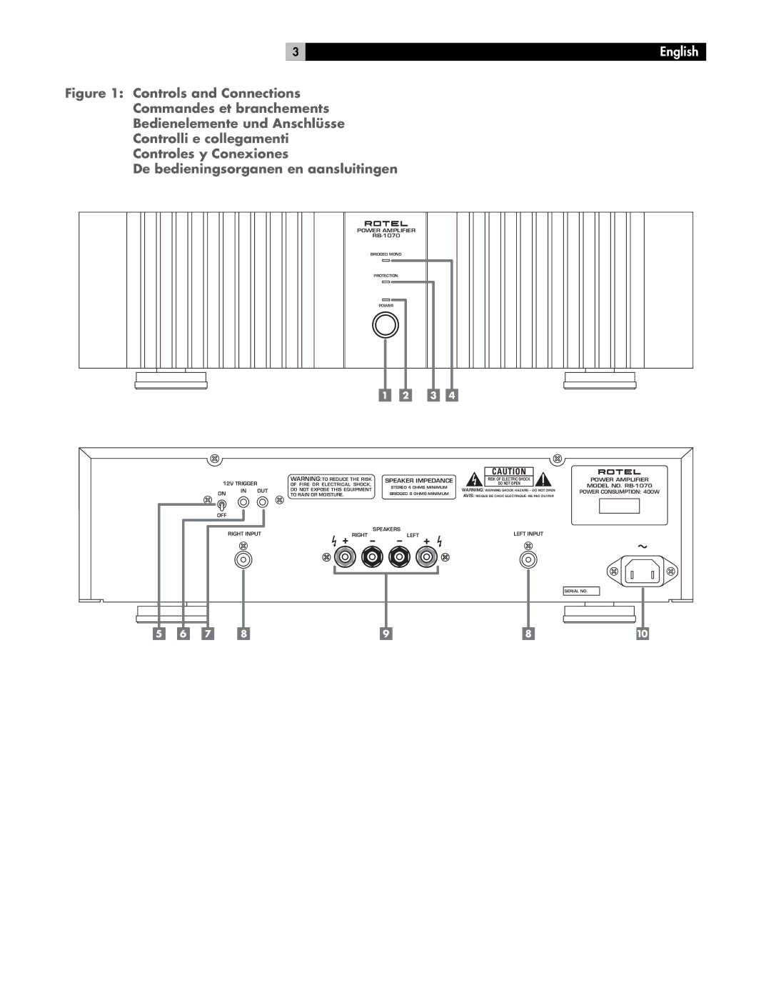 Rotel RB-1070 owner manual English 