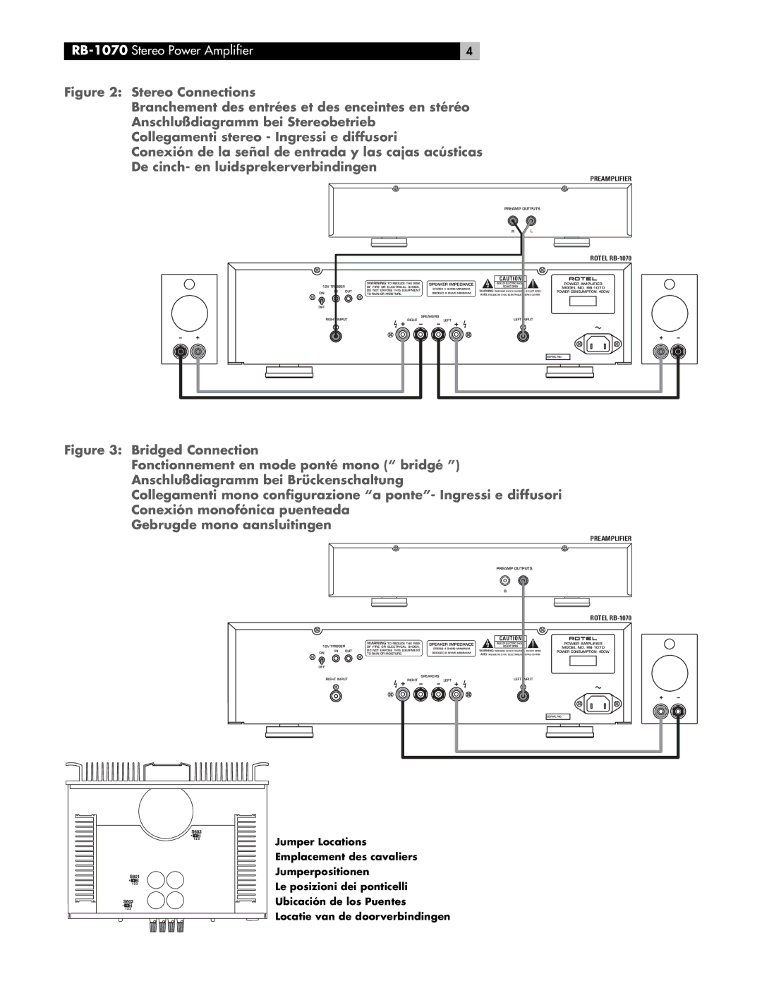 Rotel RB-1070 owner manual Preamplifier 