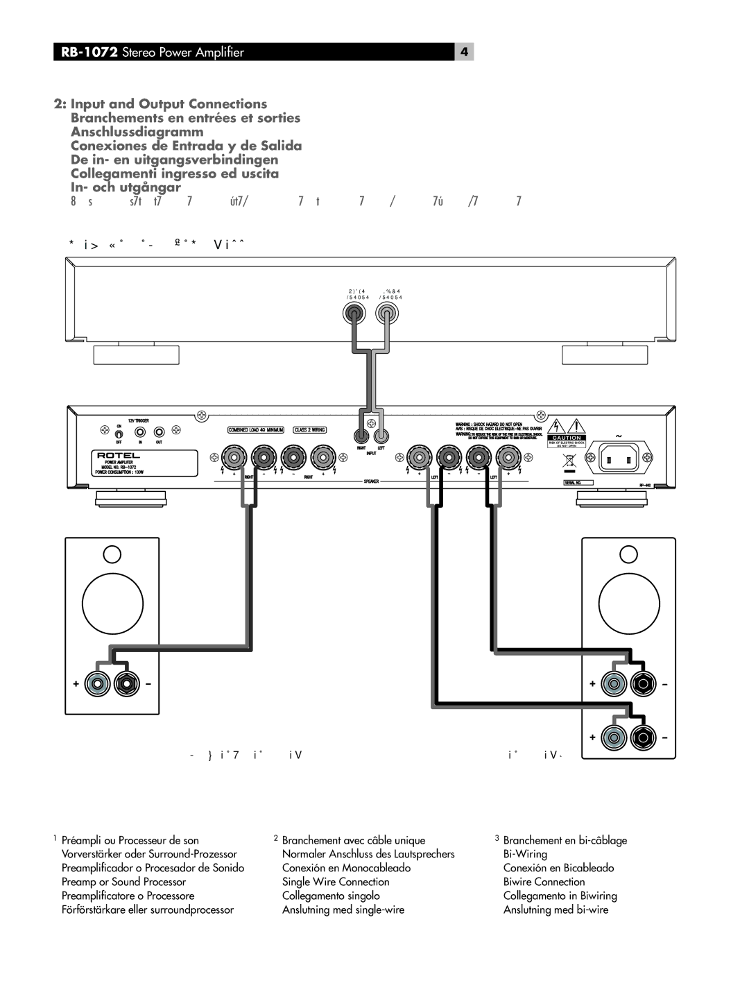 Rotel owner manual RB-1072 Stereo Power Ampliﬁer 