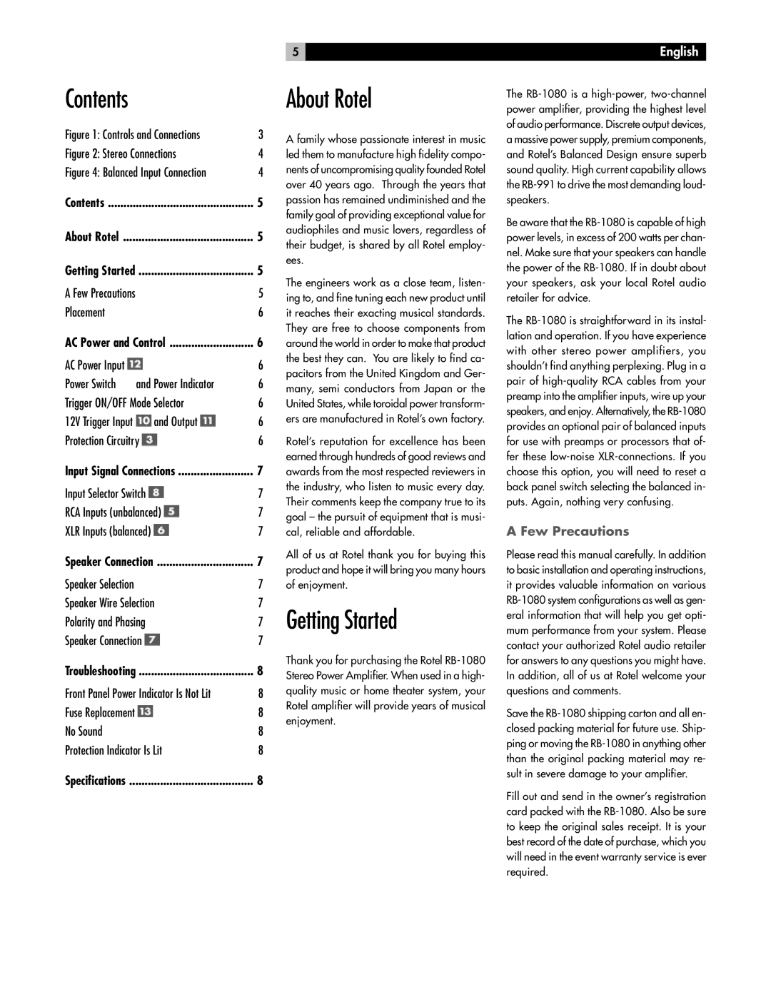 Rotel RB-1080 owner manual About Rotel, Getting Started 