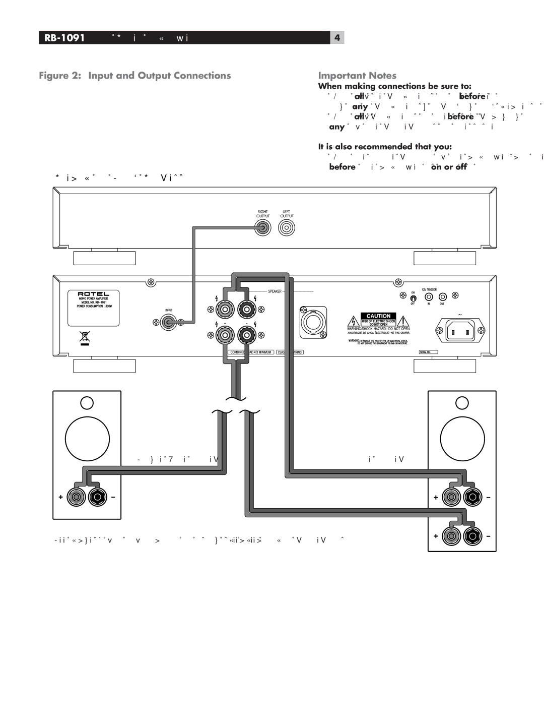 Rotel owner manual RB-1091Mono Power Ampliﬁer 