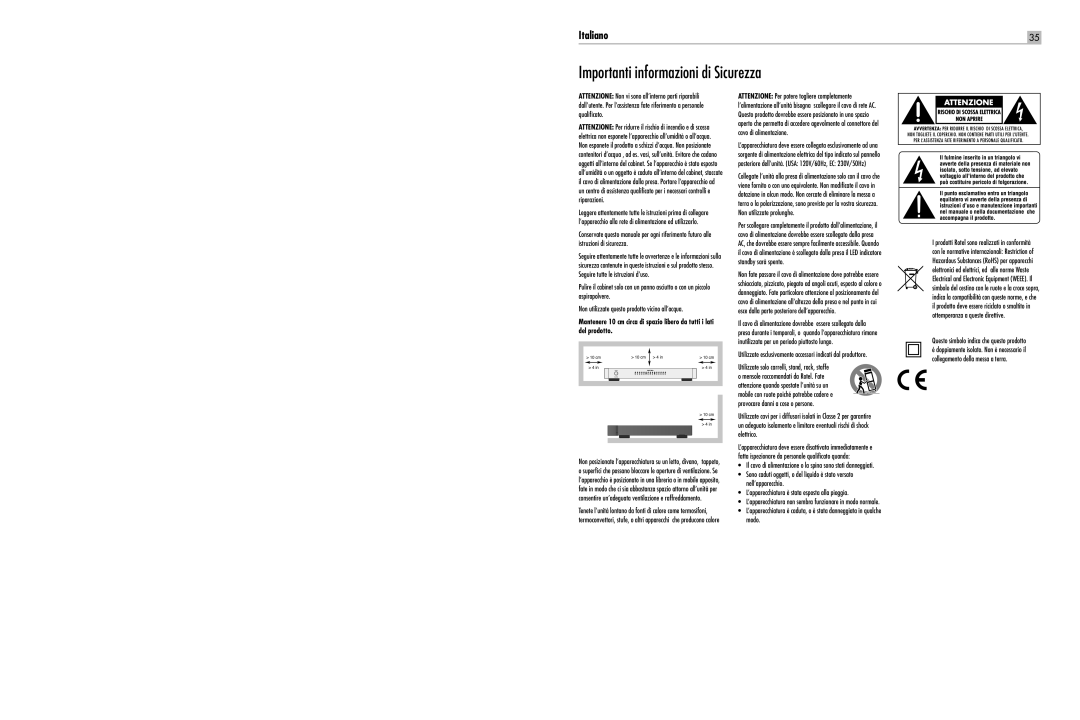 Rotel RB-1510 Importanti informazioni di Sicurezza, Utilizzate esclusivamente accessori indicati dal produttore 