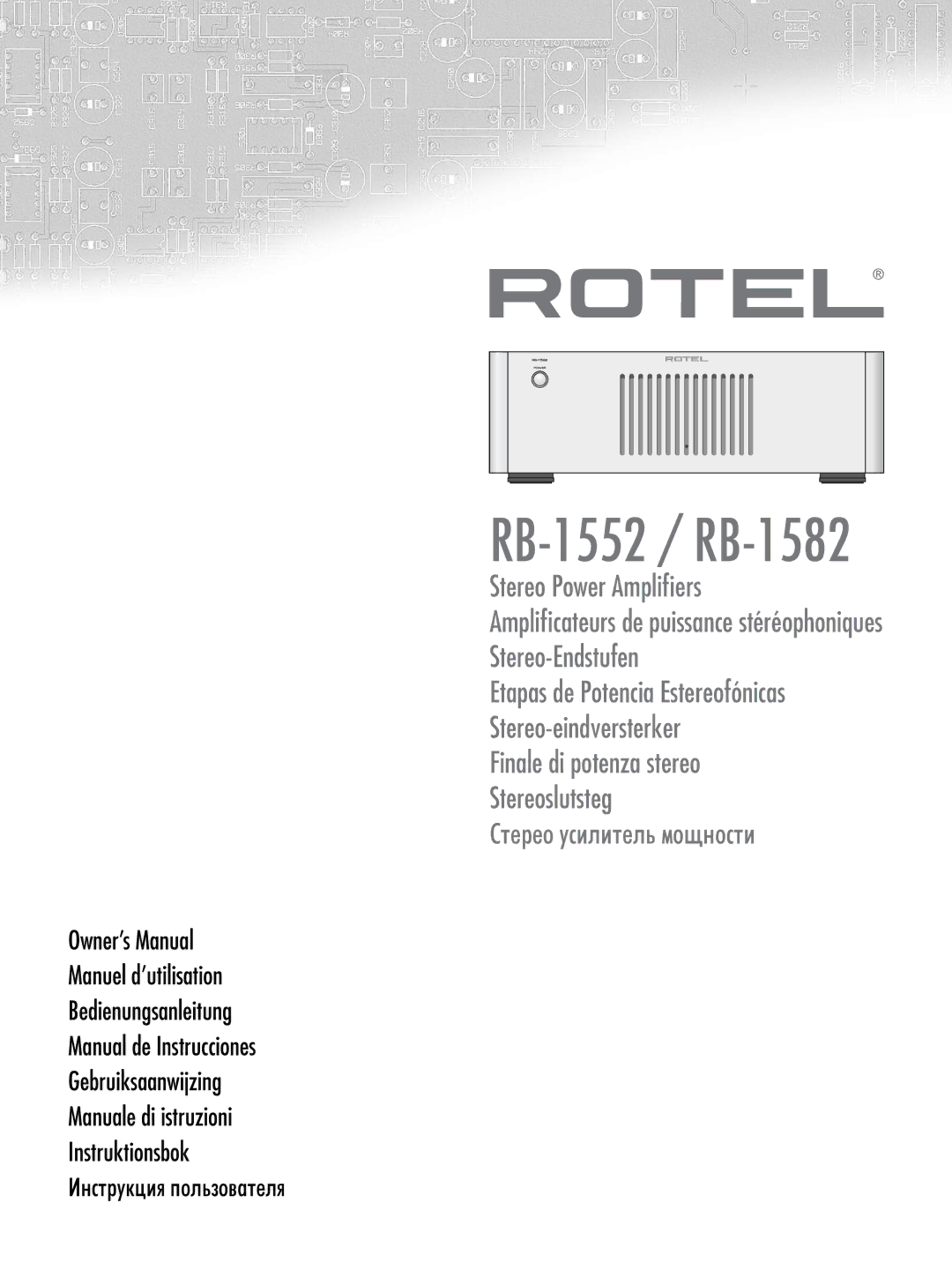 Rotel owner manual RB-1552 / RB-1582 