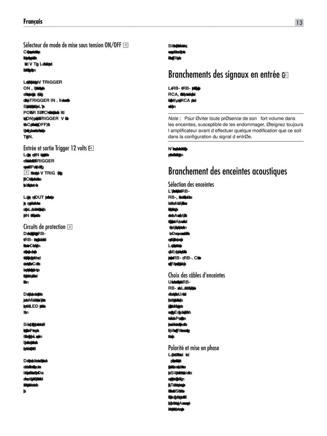 Rotel RB-1582, RB-1552 owner manual Branchements des signaux en entrée 