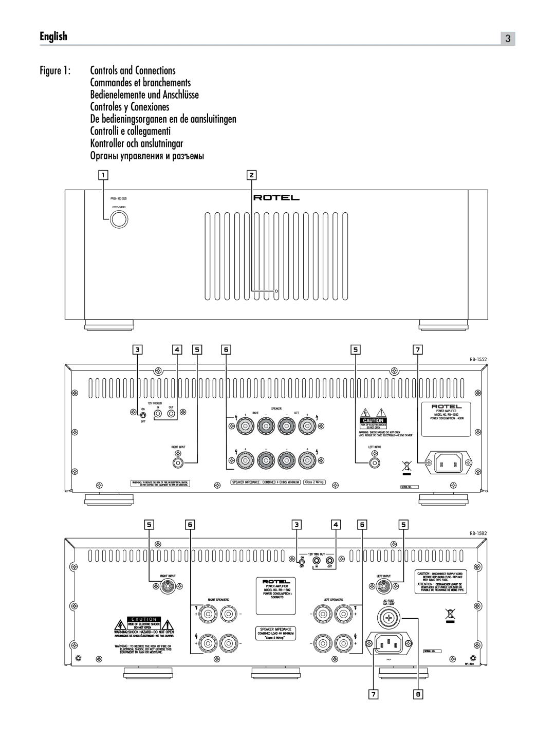 Rotel RB-1582, RB-1552 owner manual English 