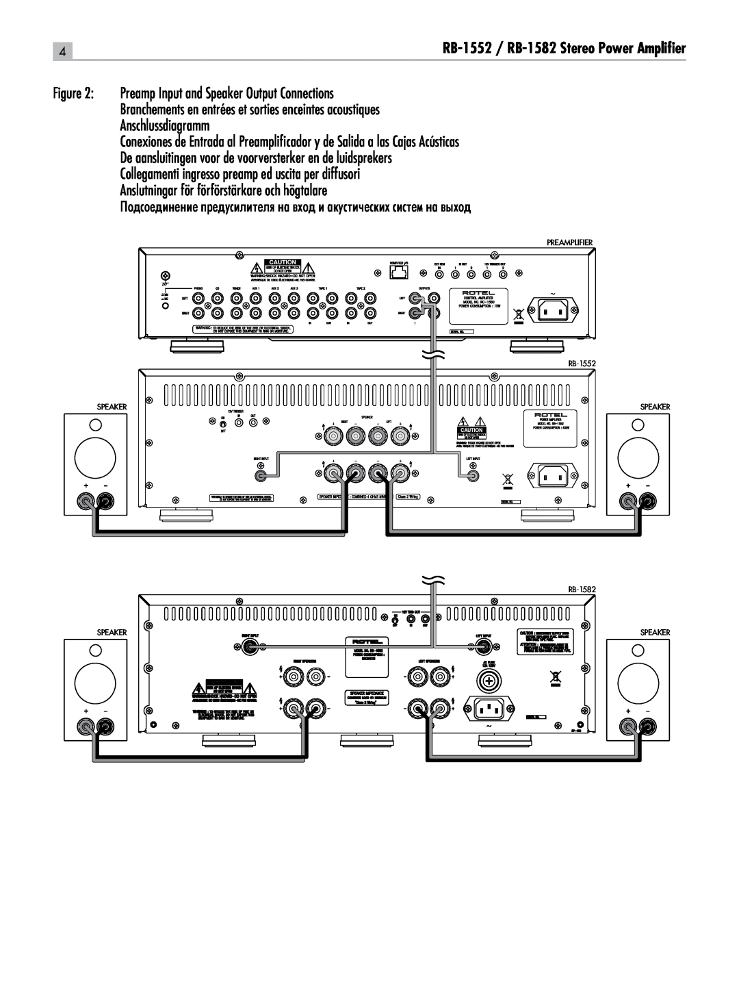 Rotel RB-1552, RB-1582 owner manual Anschlussdiagramm 