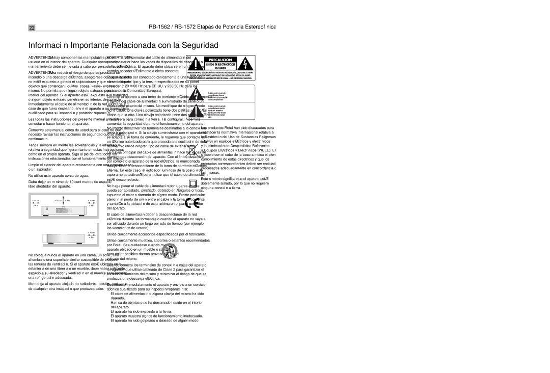 Rotel RB-1572 Información Importante Relacionada con la Seguridad, El aparato ha sido golpeado o dañado de algún modo 
