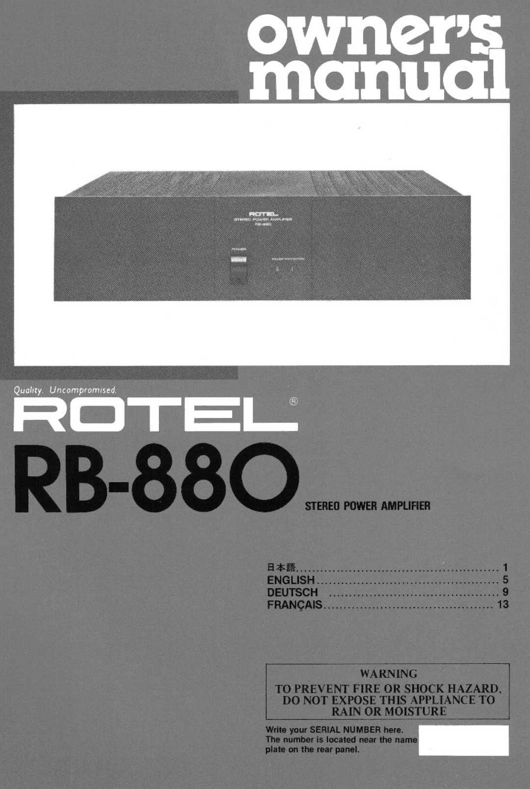 Rotel RB-880 manual 