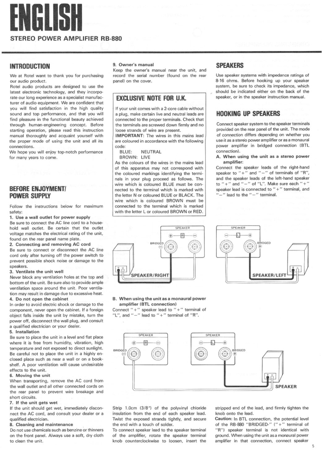 Rotel RB-880 manual 