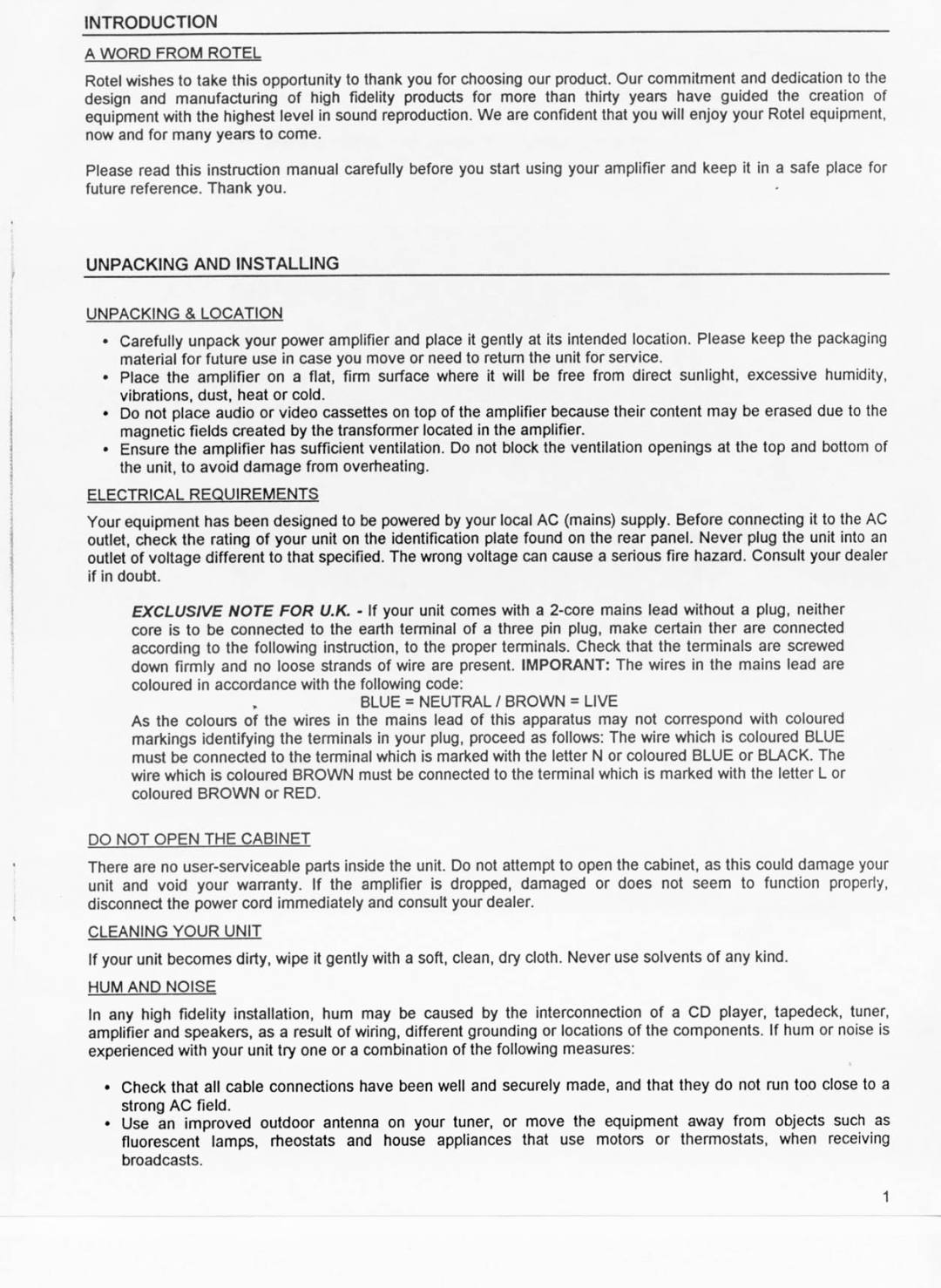 Rotel RB-970BX manual 