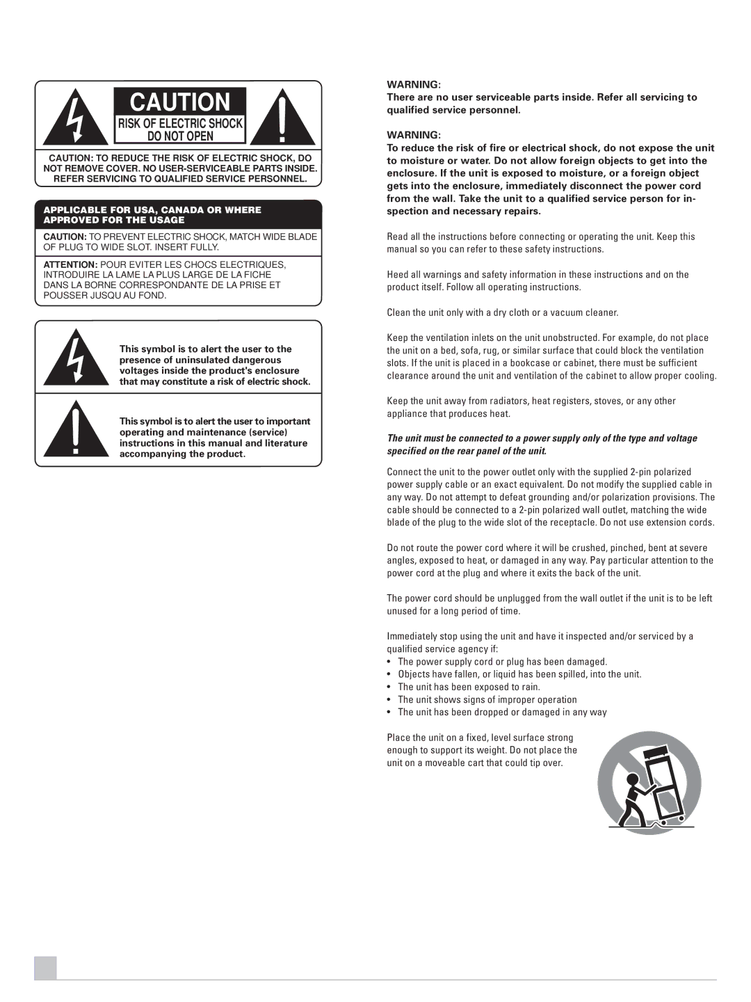 Rotel RB-971 owner manual Risk of Electric Shock Do not Open 