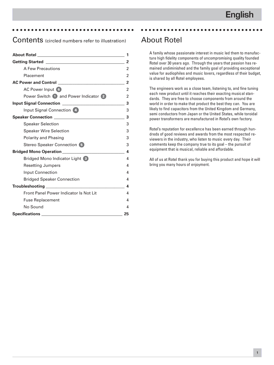 Rotel RB-971 owner manual English, About Rotel 