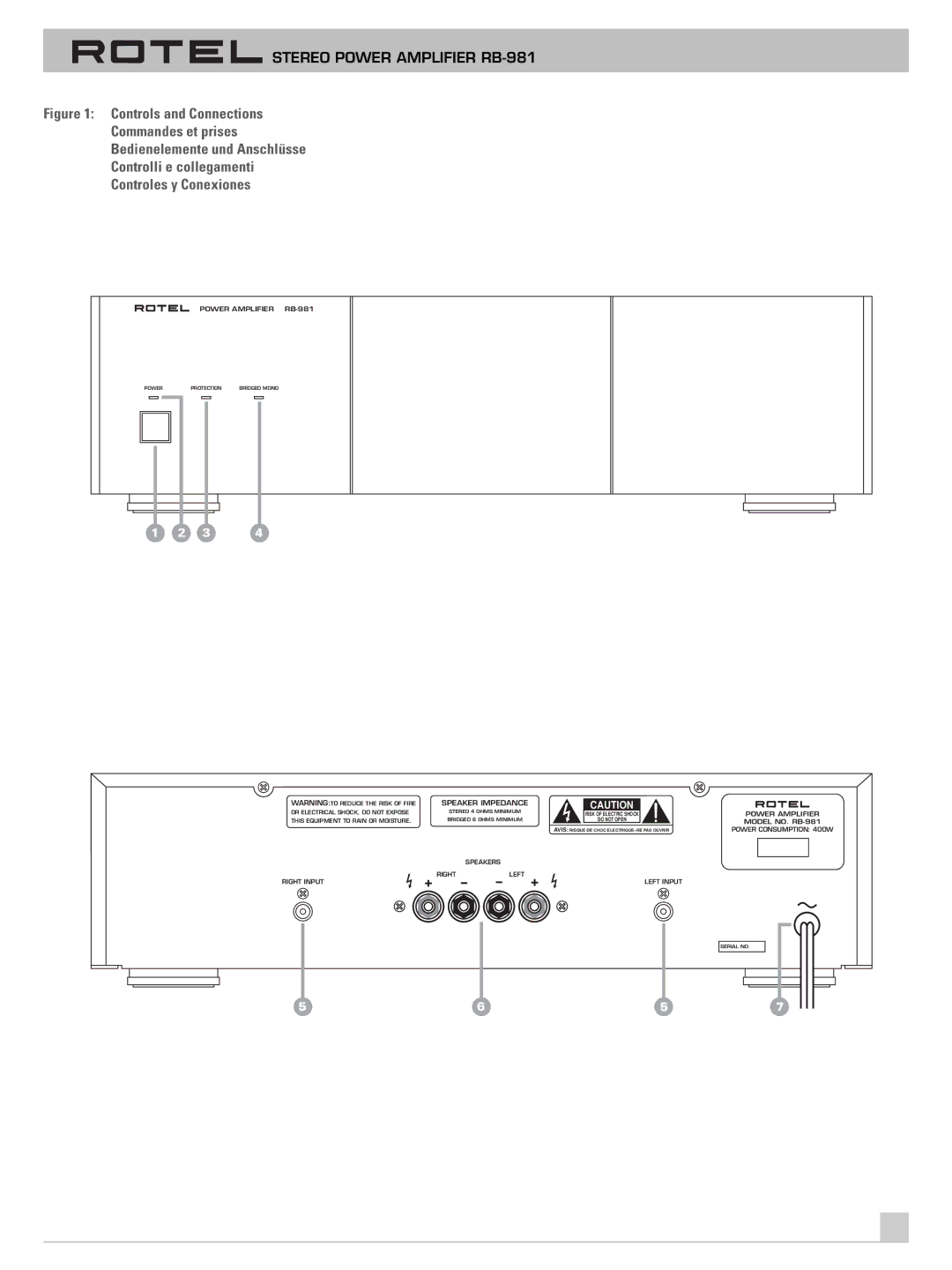 Rotel owner manual Stereo Power Amplifier RB-981 