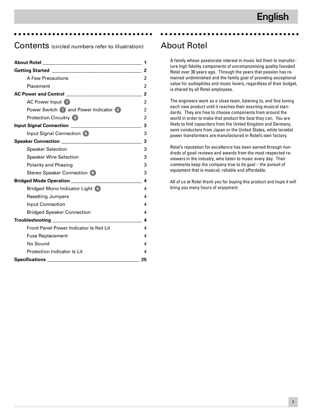 Rotel RB-981 owner manual English, About Rotel 