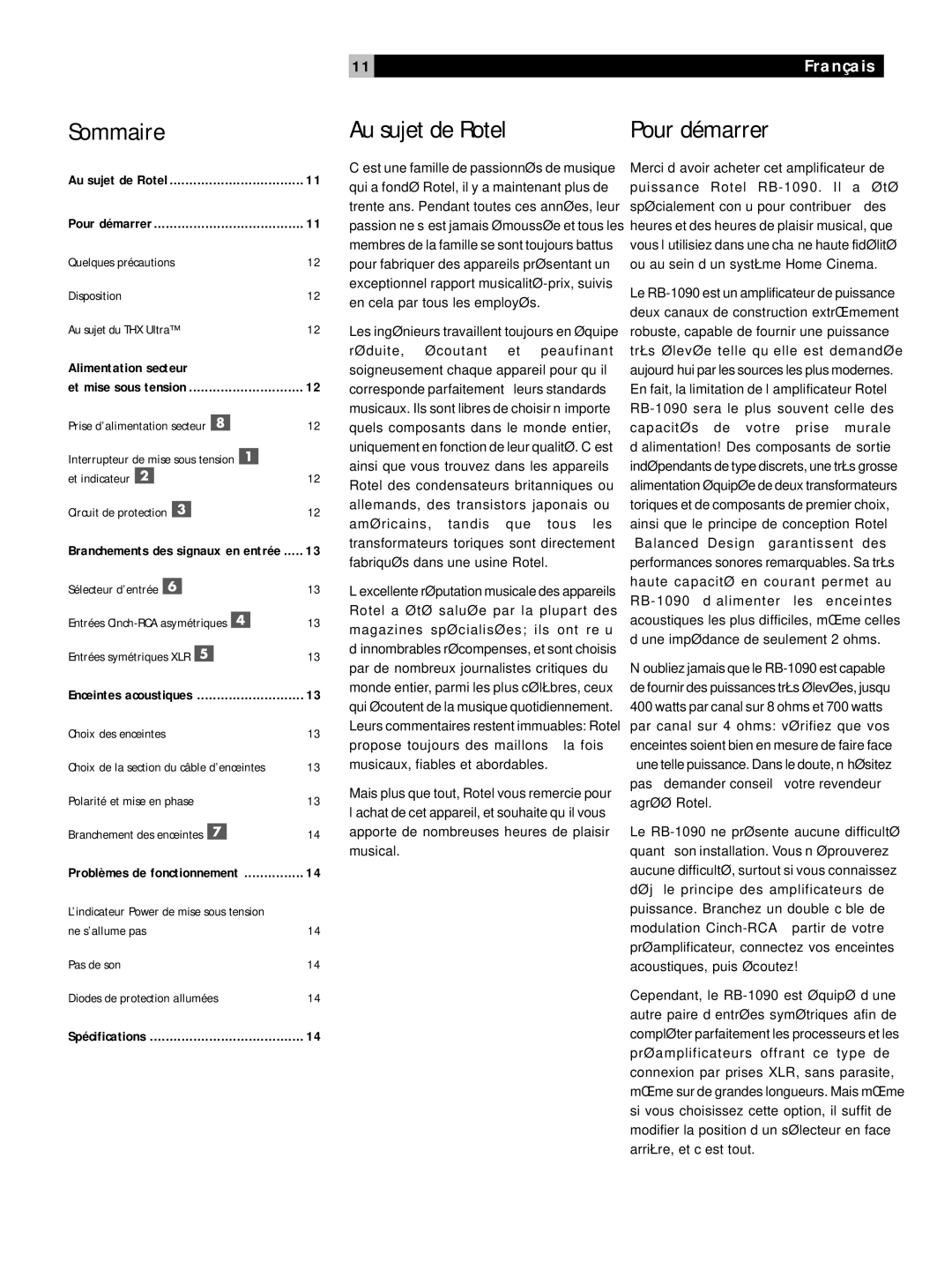 Rotel RB1090 owner manual Au sujet de Rotel, Pour démarrer 