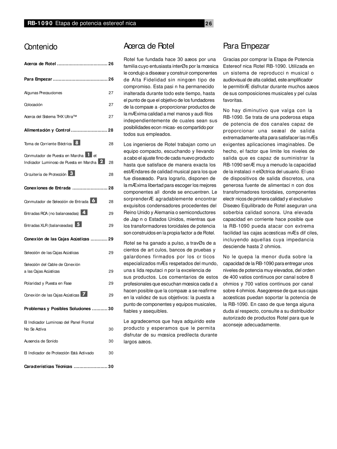 Rotel RB1090 owner manual Contenido Acerca de Rotel, Para Empezar 