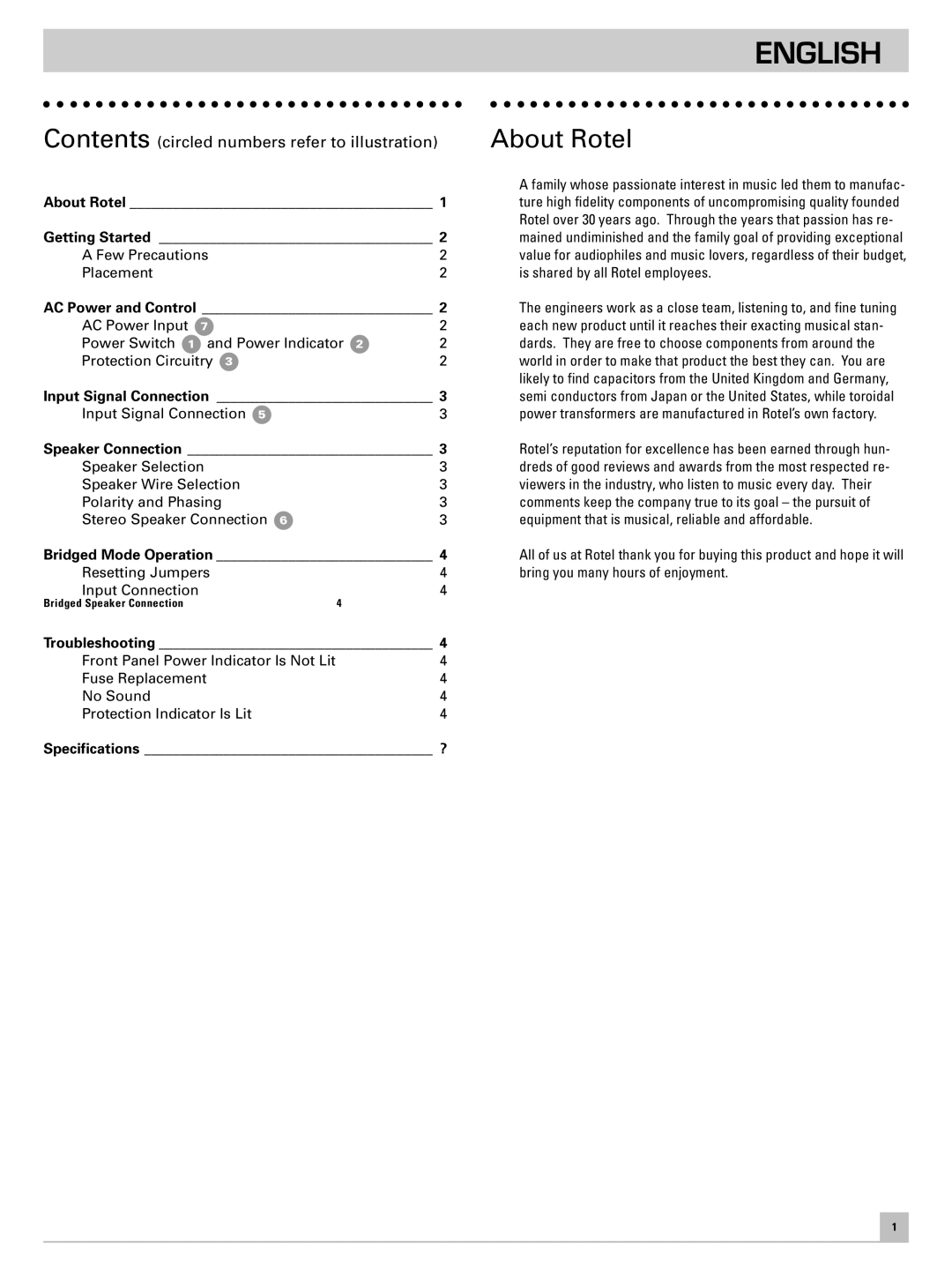 Rotel RB981 owner manual English, About Rotel 