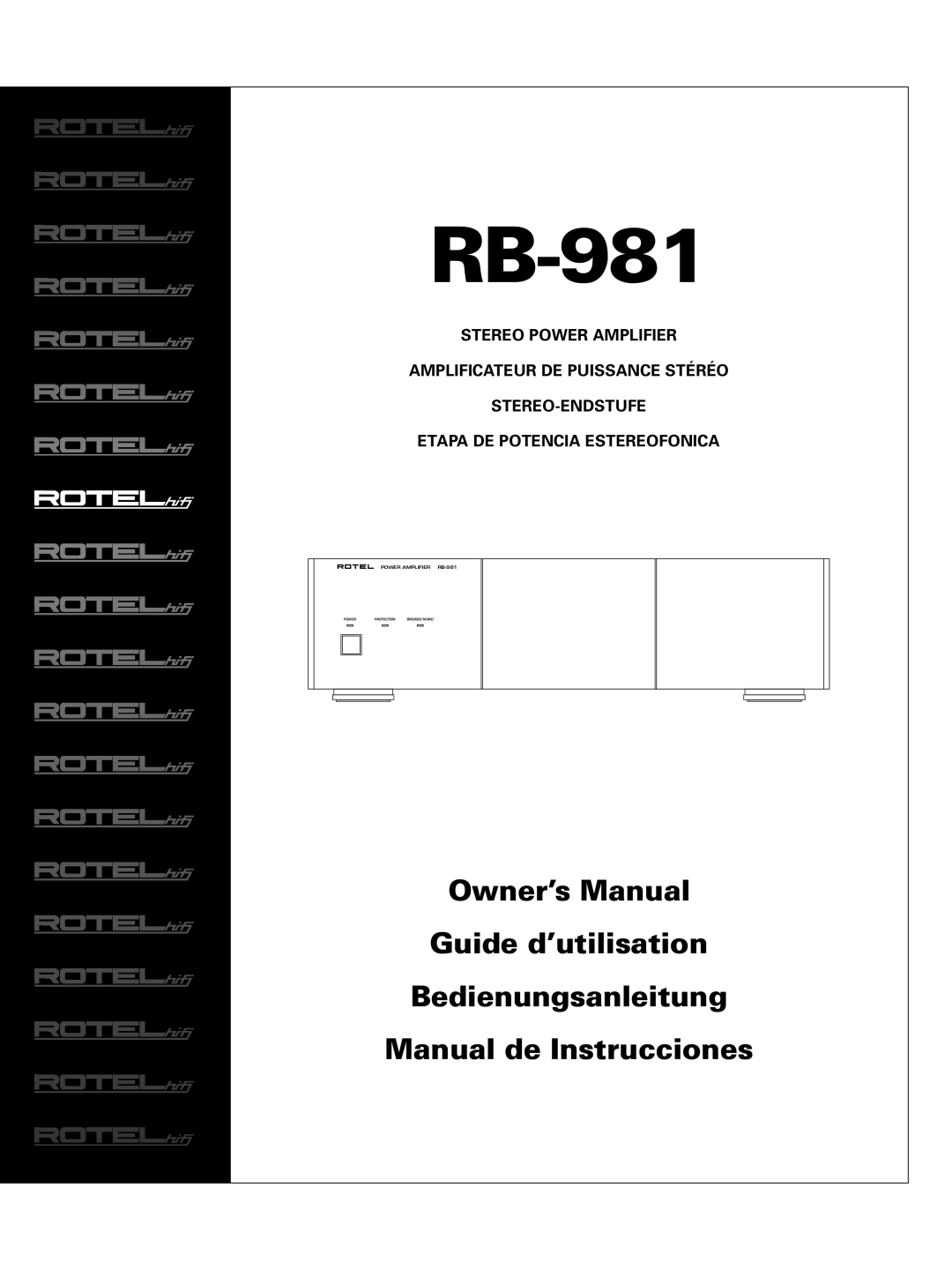 Rotel RB981 owner manual RB-981, Owner’s Manual Guide d’utilisation Bedienungsanleitung, Manual de Instrucciones 