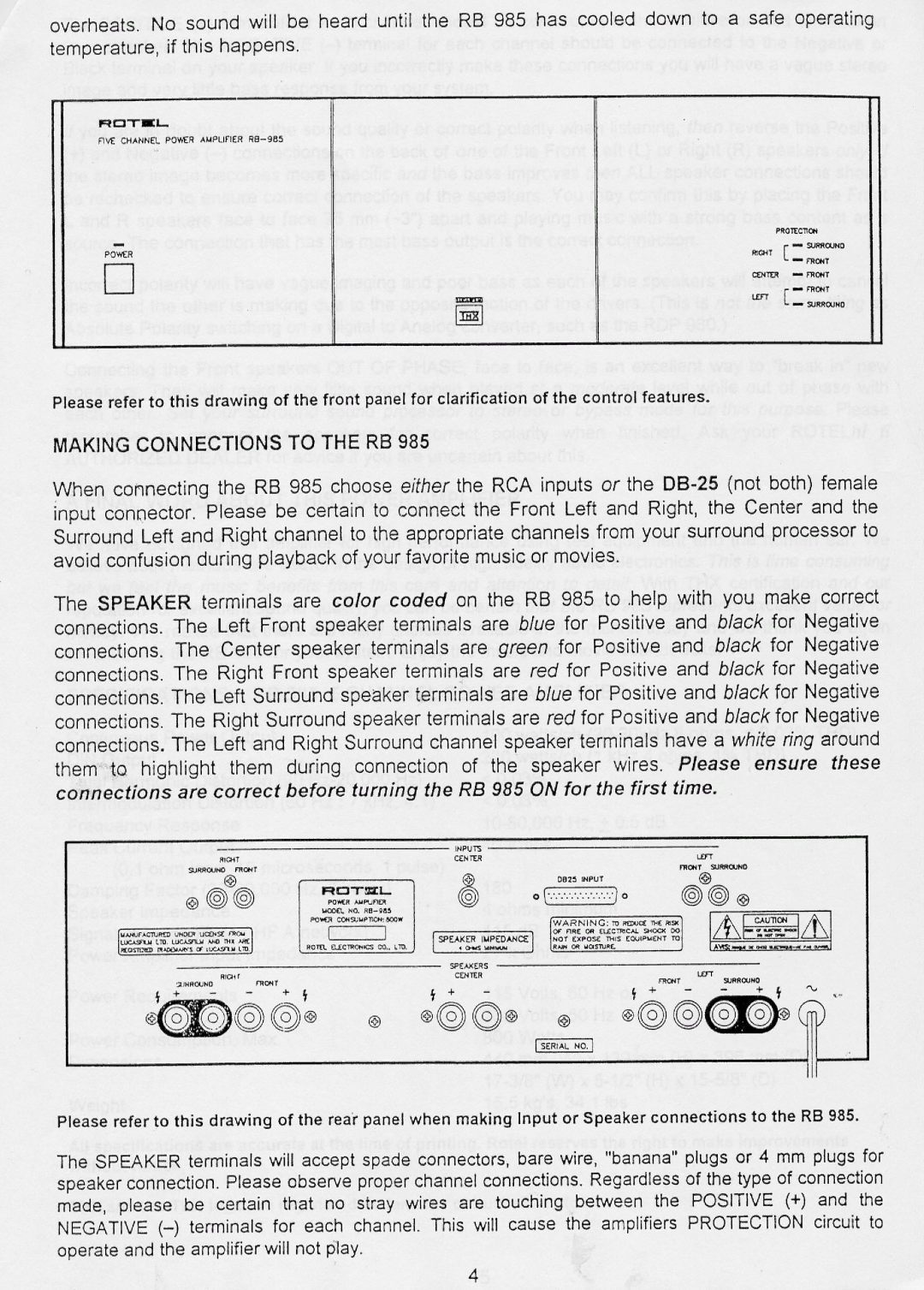 Rotel RB985 manual 