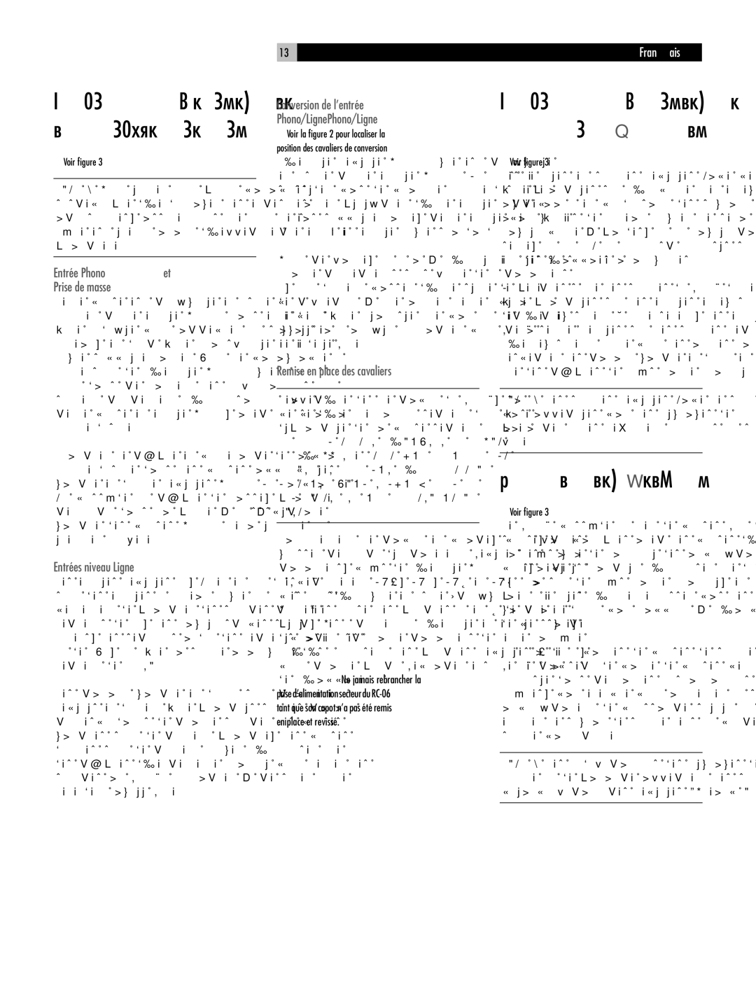 Rotel RC-06 owner manual Prises de sortie w, Branchement des signaux en entrée 