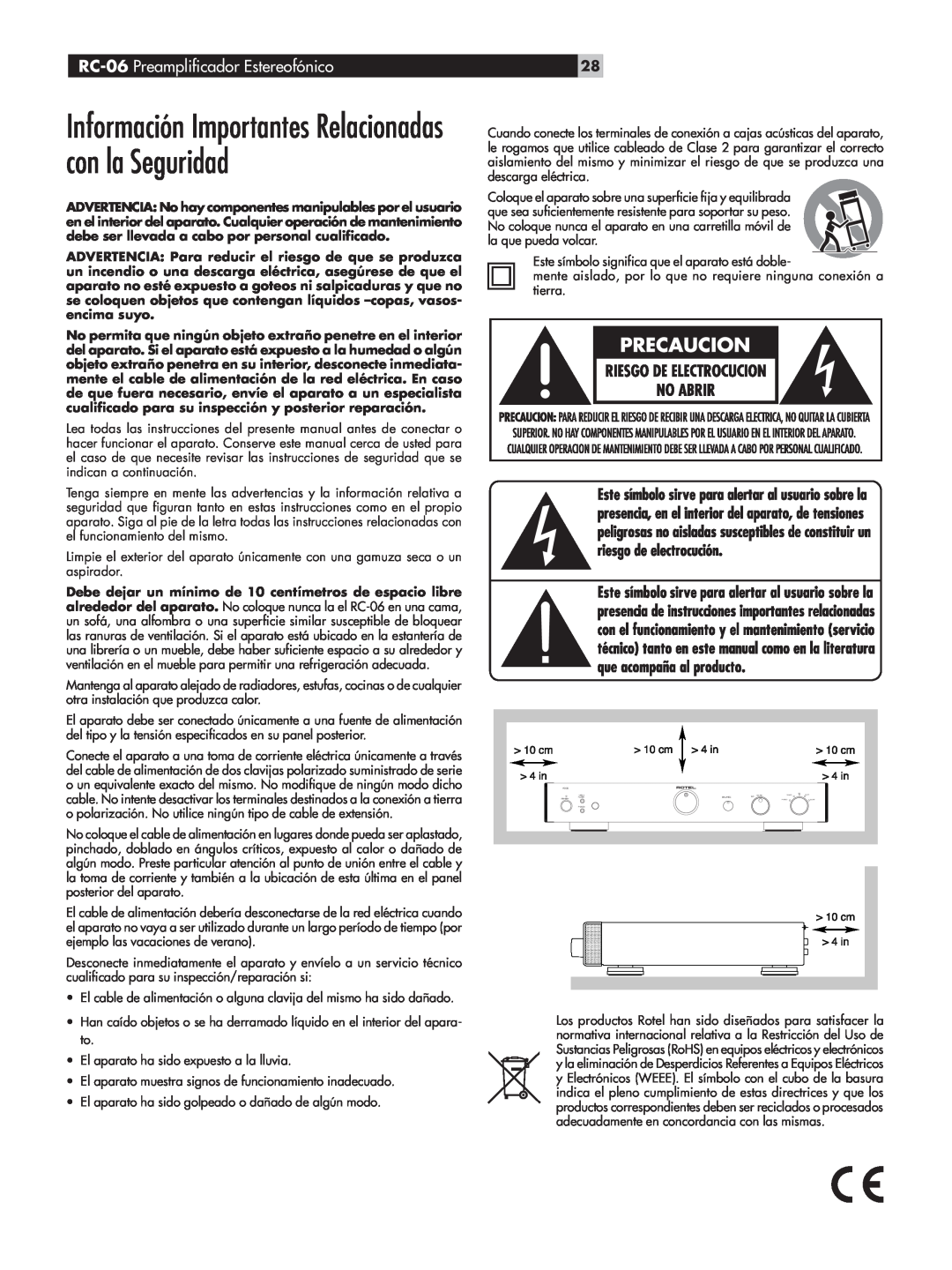 Rotel owner manual RC-06 Preampliﬁcador Estereofónico 