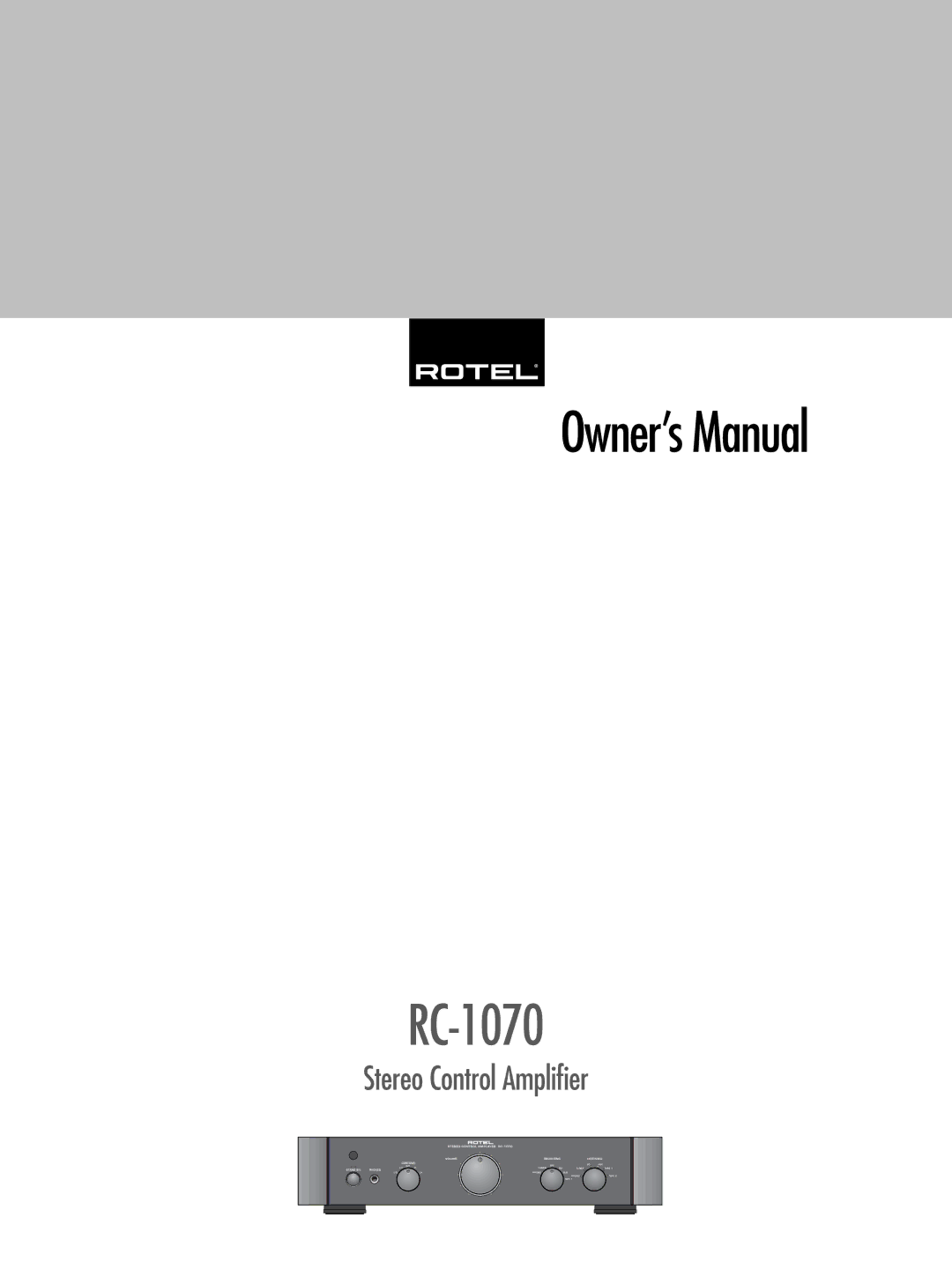 Rotel RC-1070 owner manual 