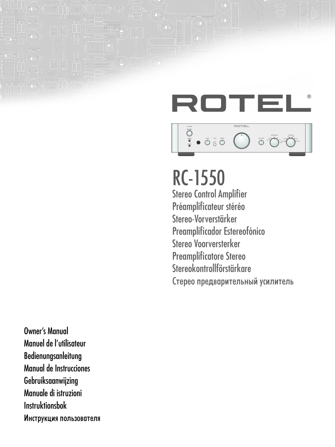 Rotel RC-1550 owner manual Stereo Control Amplifier Préamplificateur stéréo, Stereo-Vorverstärker, Standby 