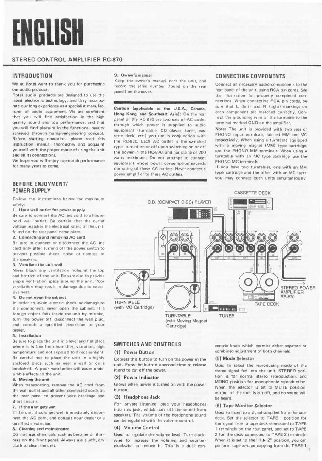 Rotel RC-870 manual 