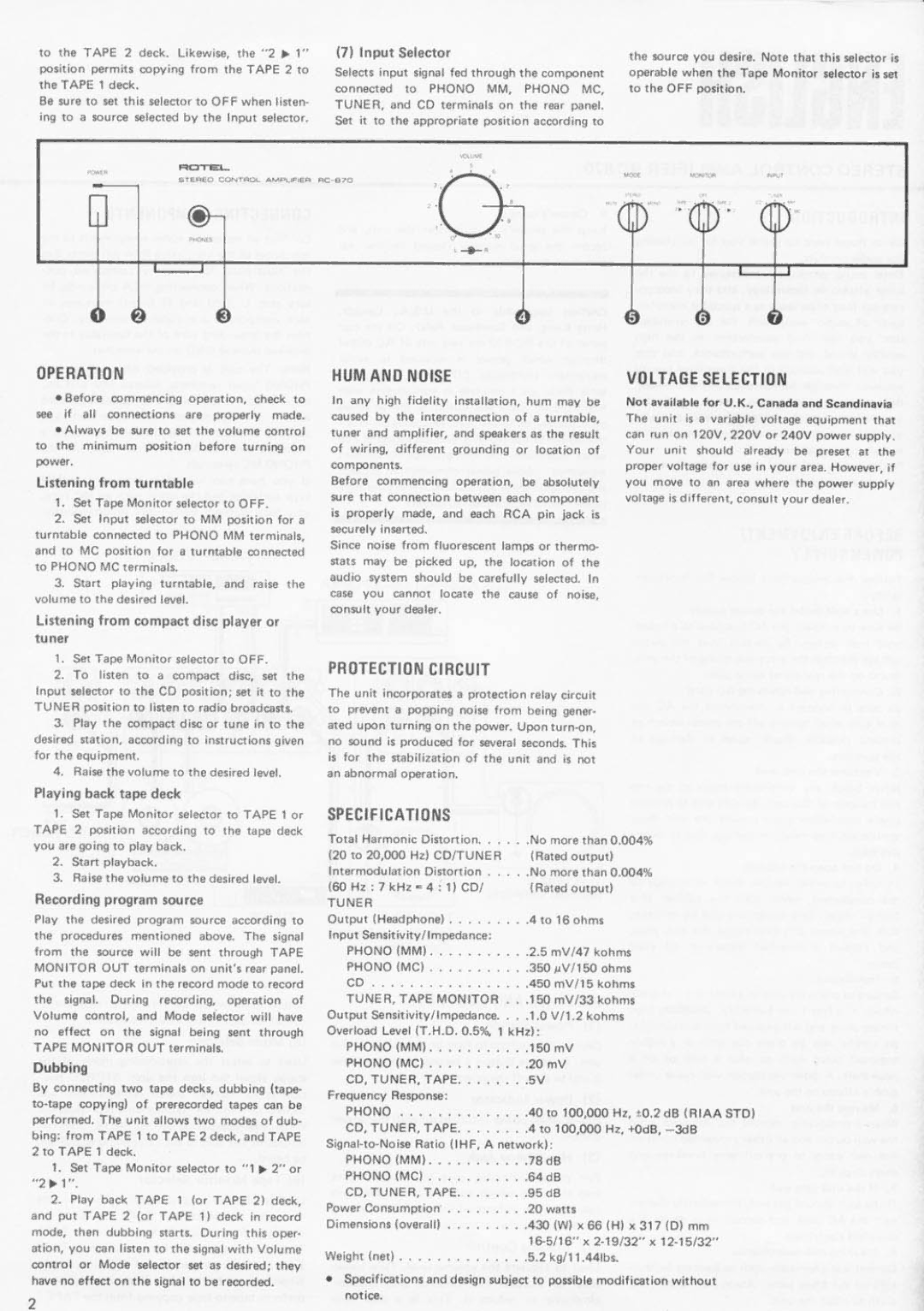 Rotel RC-870 manual 