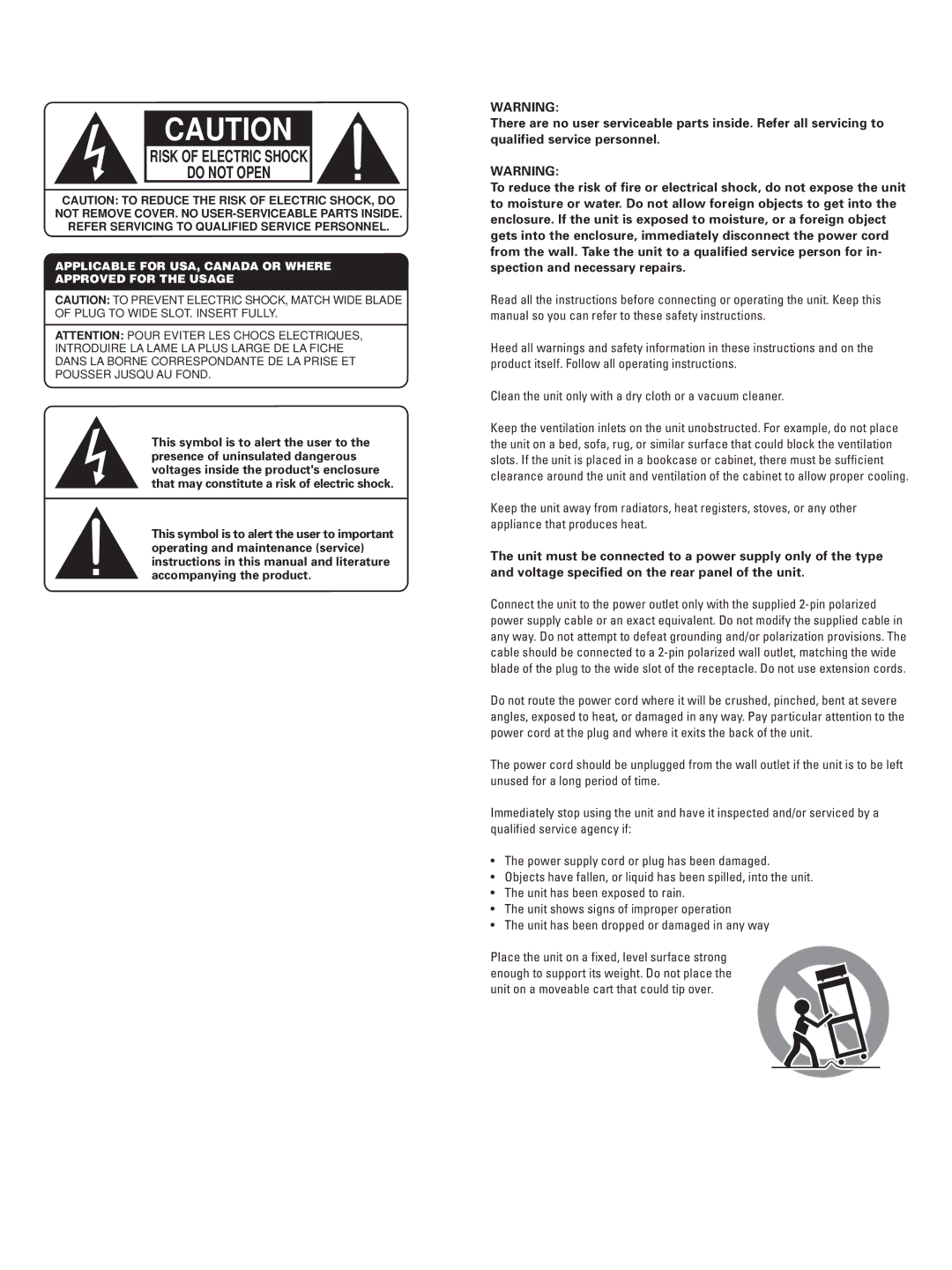 Rotel RC-971 owner manual Risk of Electric Shock Do not Open 