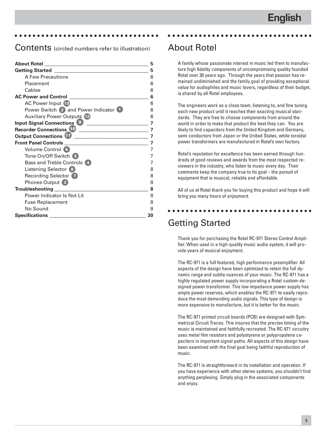 Rotel RC-971 owner manual English, About Rotel, Getting Started 