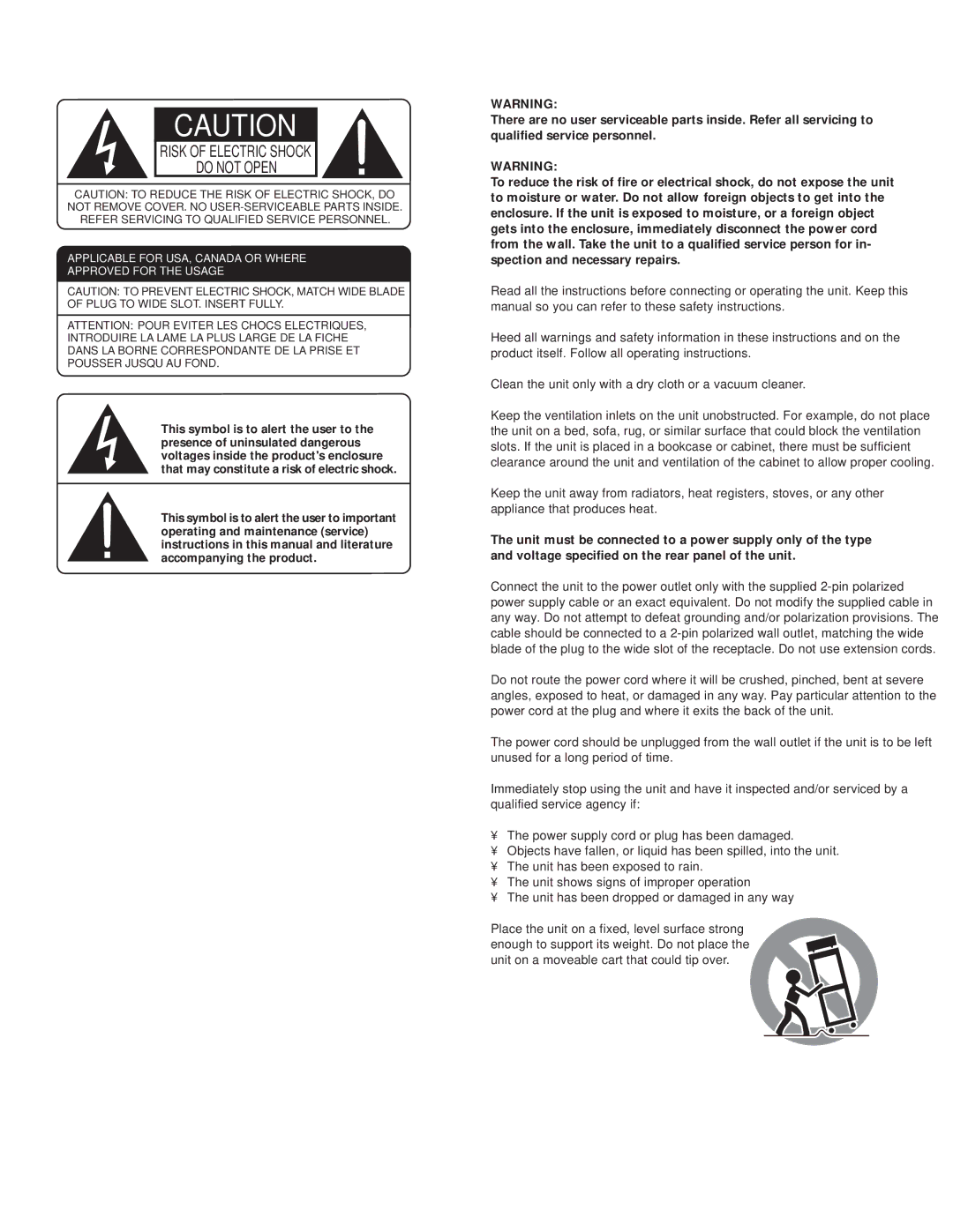 Rotel RC-972 owner manual Risk of Electric Shock Do not Open 