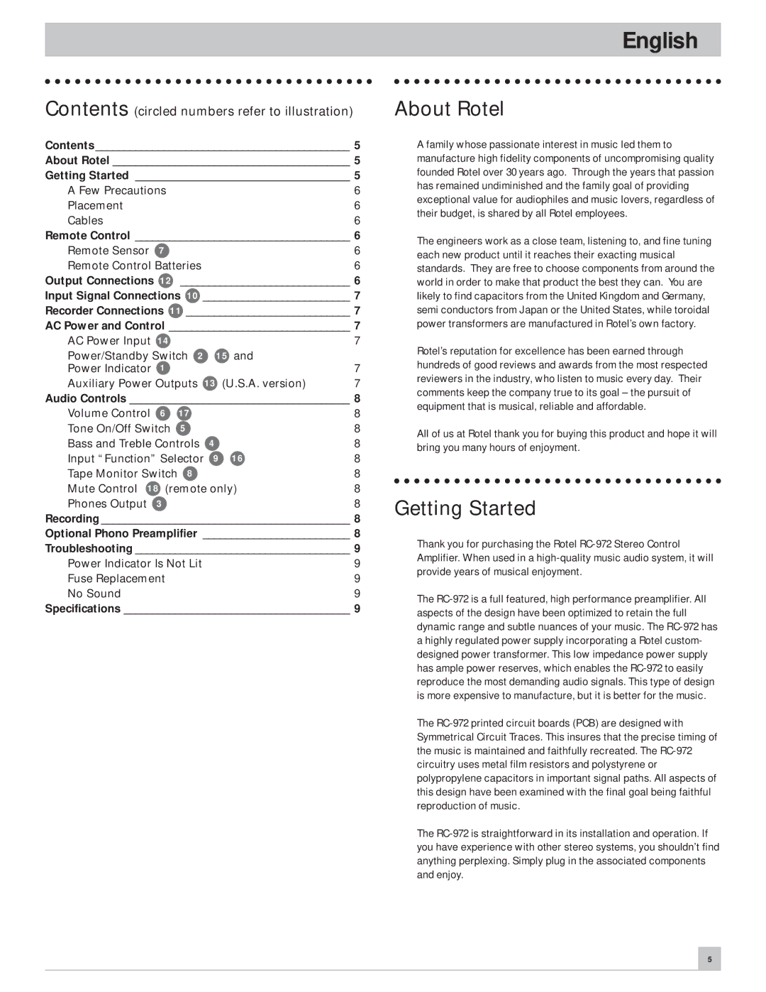 Rotel RC-972 owner manual About Rotel, Getting Started 