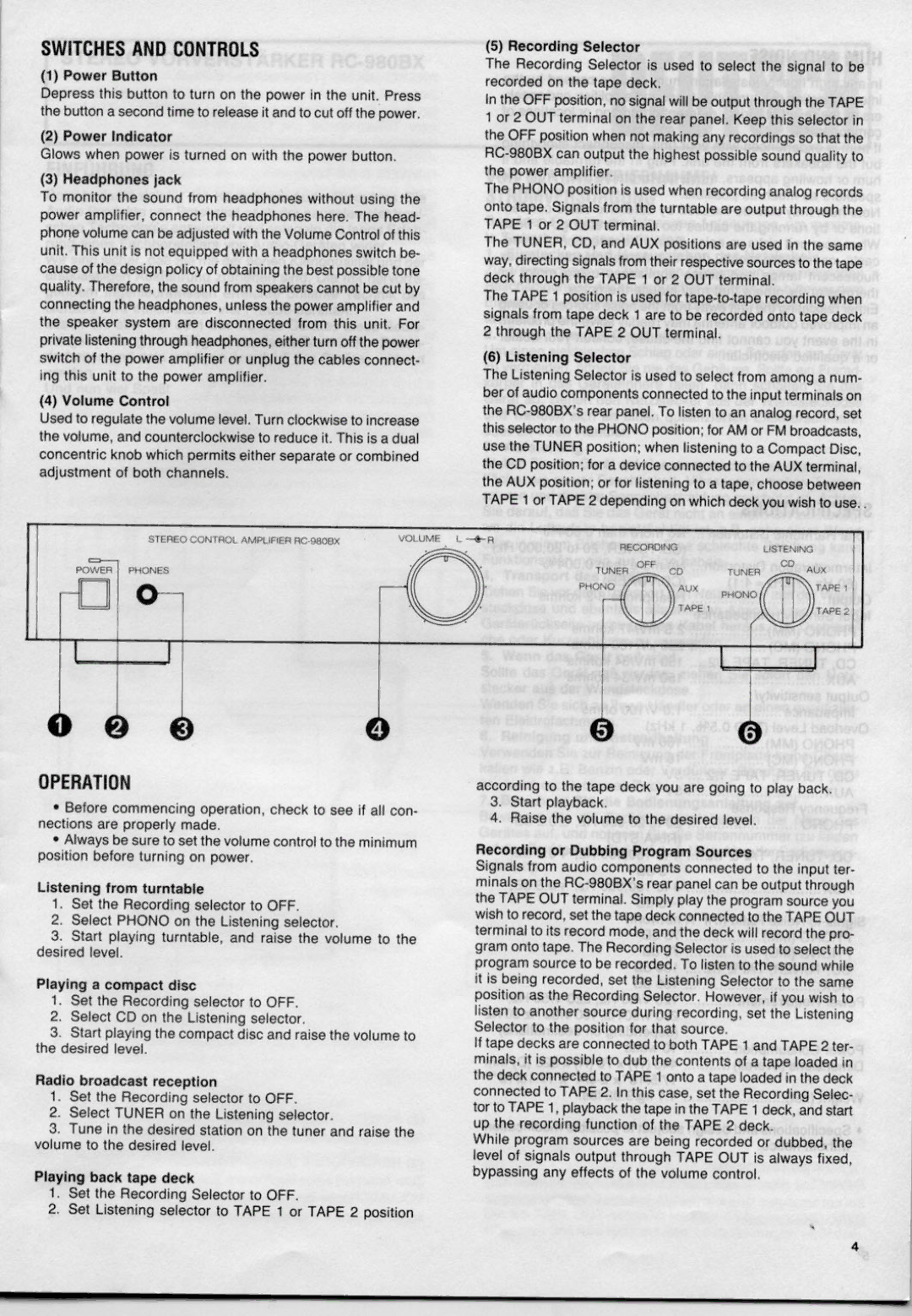 Rotel RC-980BX manual 