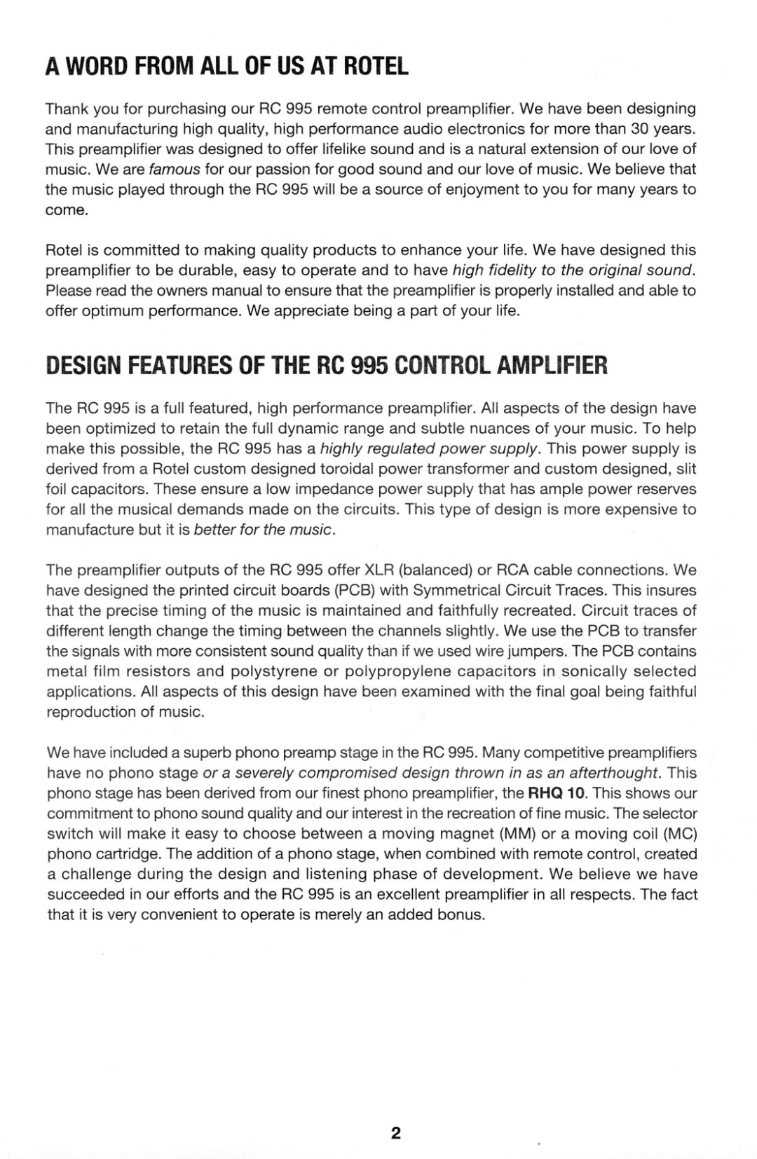 Rotel RC-995 manual 